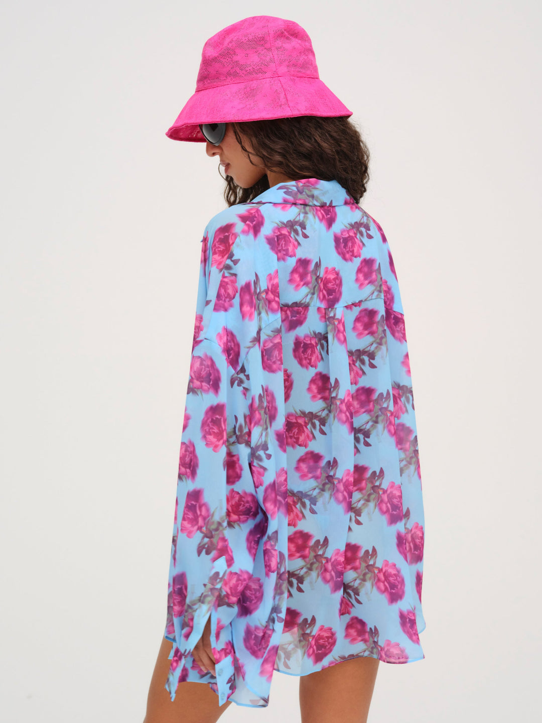 For Love and Lemons Floral Stems Button-Down Top - Blue