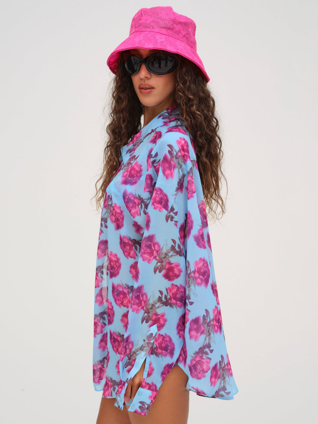 For Love and Lemons Floral Stems Button-Down Top - Blue