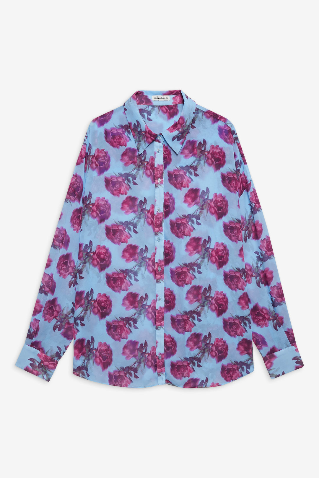 For Love and Lemons Floral Stems Button-Down Top - Blue