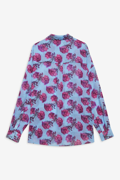 For Love and Lemons Floral Stems Button-Down Top - Blue