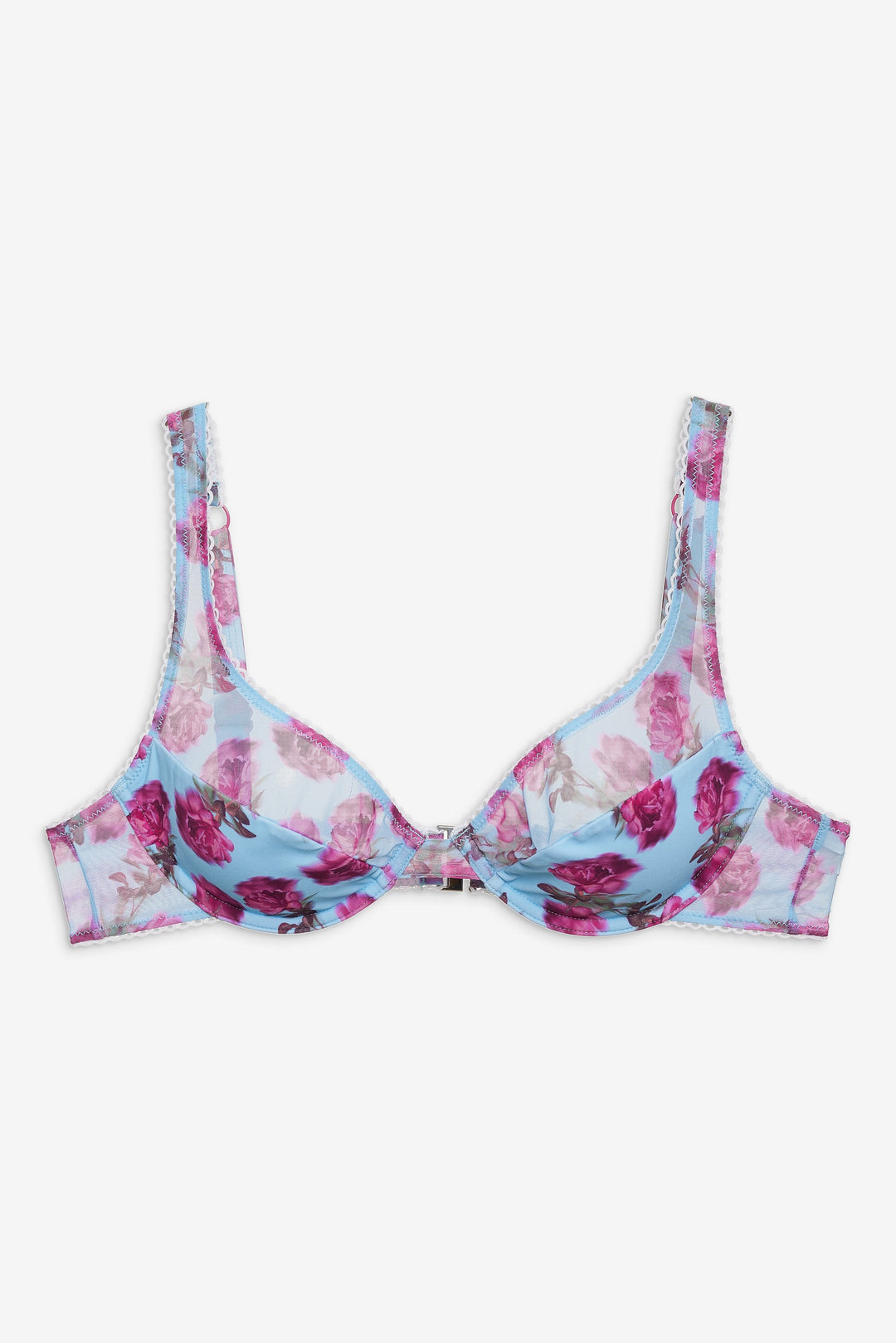 For Love and Lemons Floral Stems Underwire Bikini Top - Blue