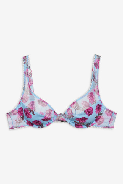 For Love and Lemons Floral Stems Underwire Bikini Top - Blue