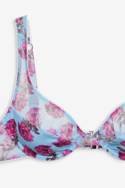 For Love and Lemons Floral Stems Underwire Bikini Top - Blue