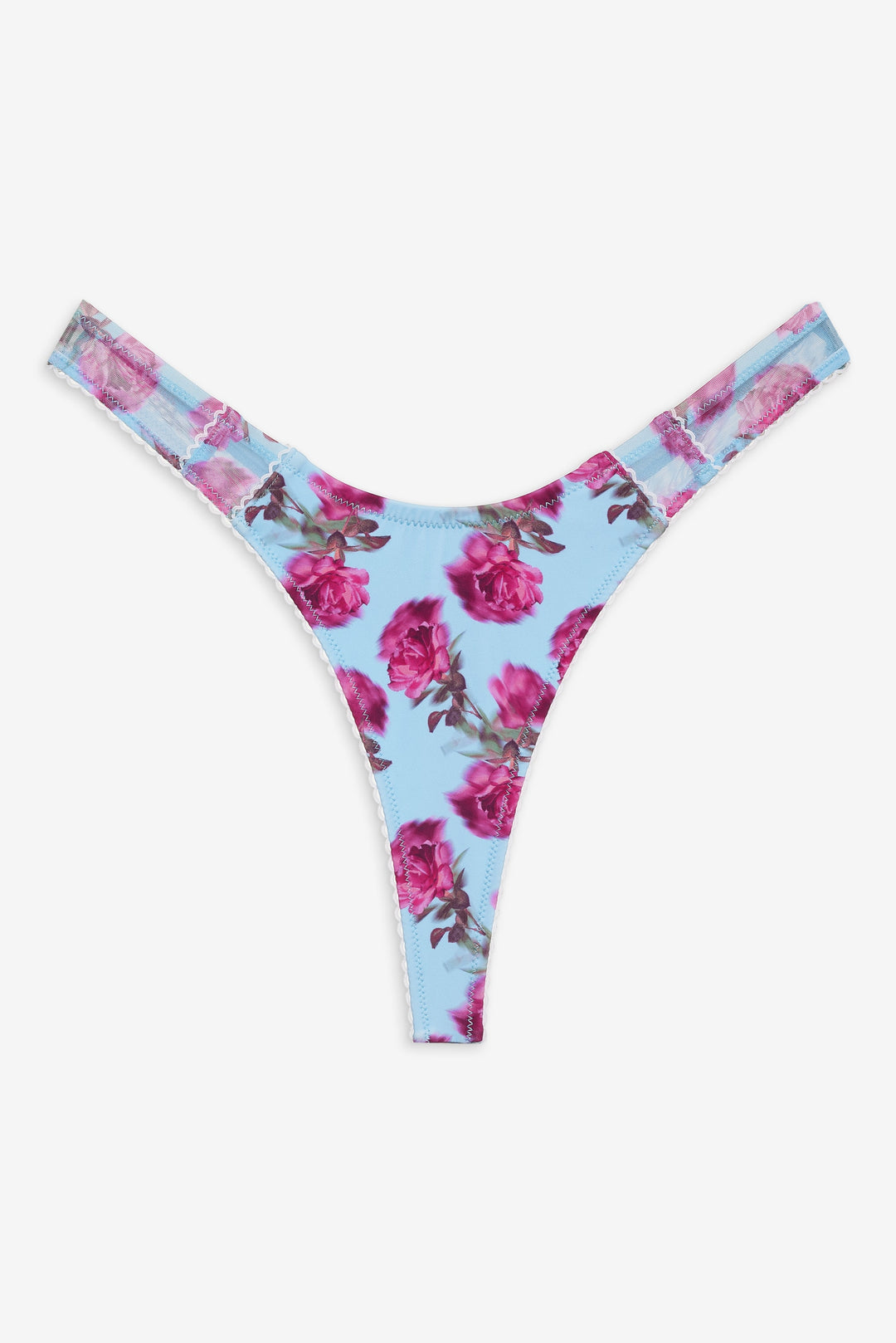For Love and Lemons Floral Stems Bikini Bottom - Blue