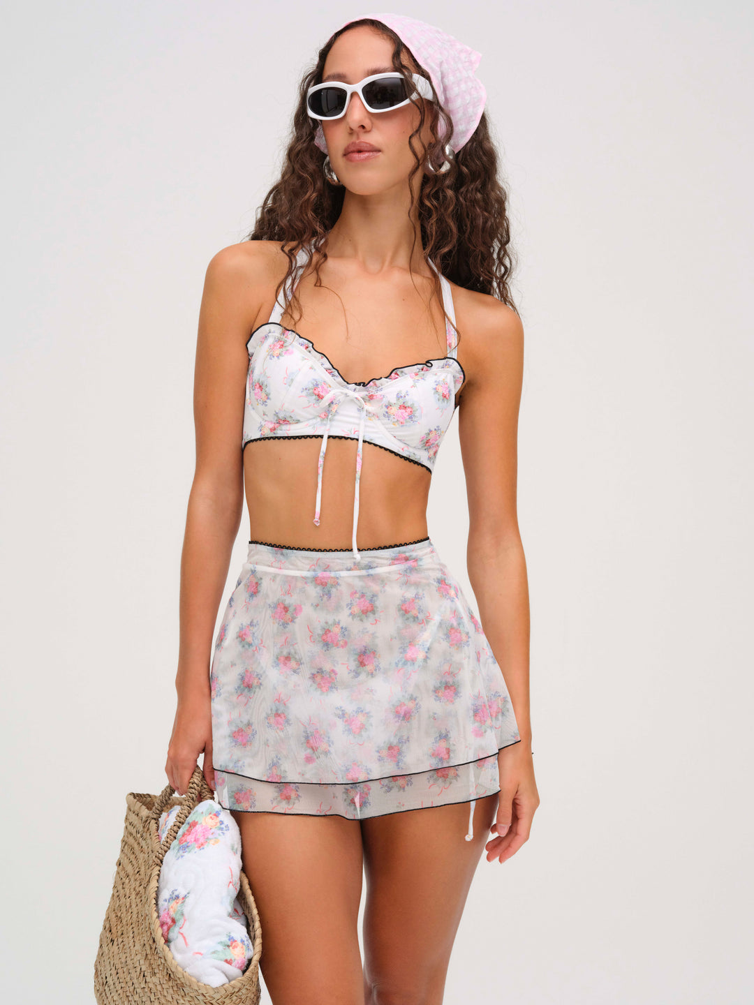 For Love and Lemons Cordelia Mesh Skirt - White