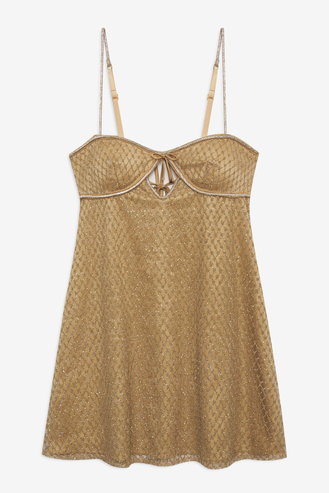 For Love and Lemons Glitter Slip Dress - Gold
