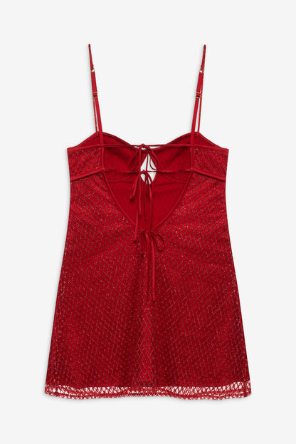 For Love and Lemons Glitter Slip Dress - Red
