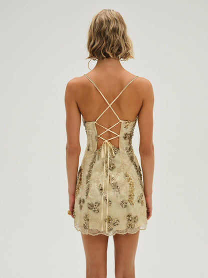 For Love and Lemons Opal Mini Dress - Gold