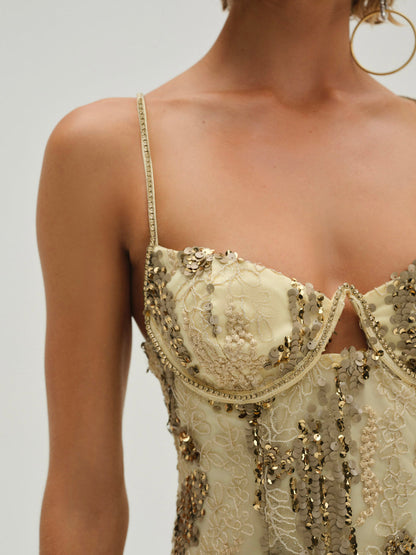 For Love and Lemons Opal Mini Dress - Gold