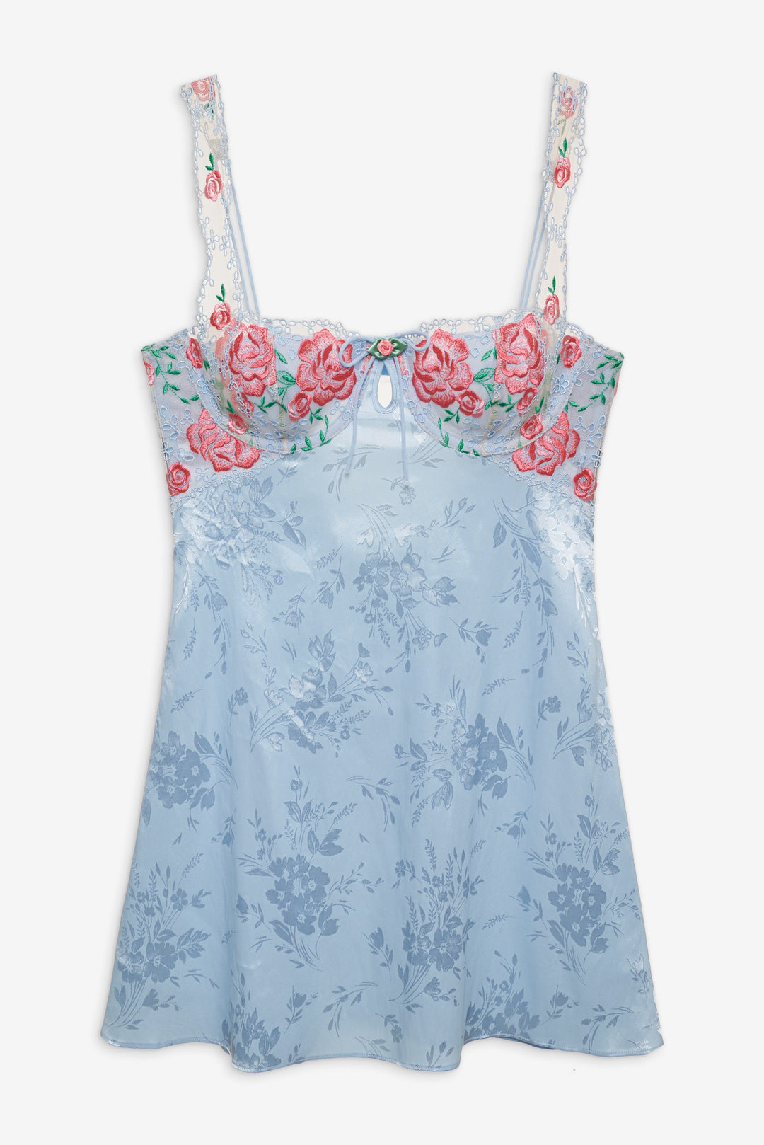 For Love and Lemons Vintage Rose Eyelet Slip - Blue