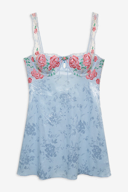For Love and Lemons Vintage Rose Eyelet Slip - Blue