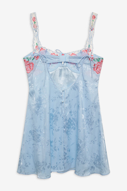 For Love and Lemons Vintage Rose Eyelet Slip - Blue