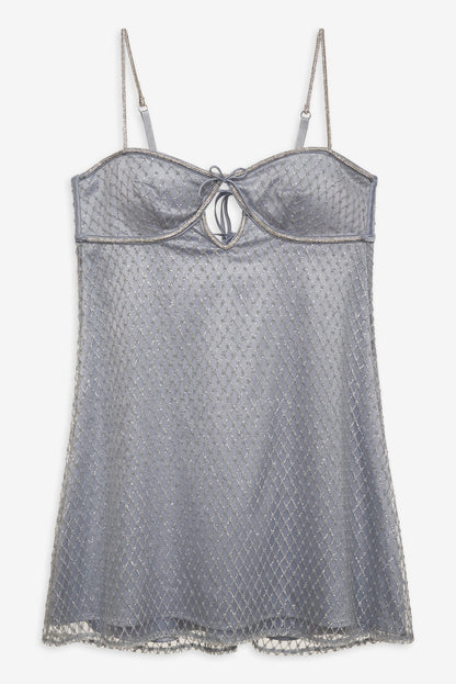 For Love and Lemons Glitter Slip Dress - Silver