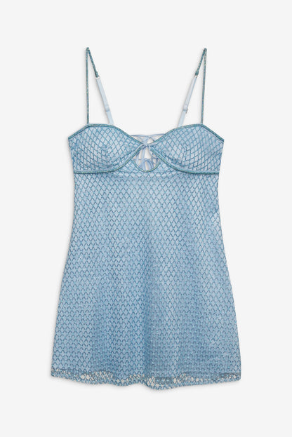 For Love and Lemons Glitter Slip Dress - Blue