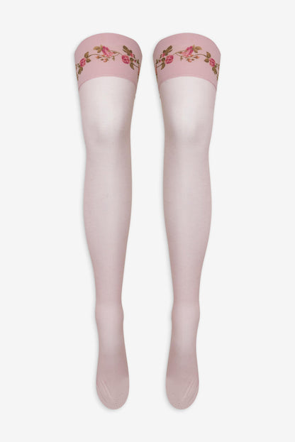 For Love and Lemons Rose Vine Thigh-High Socks - Pink