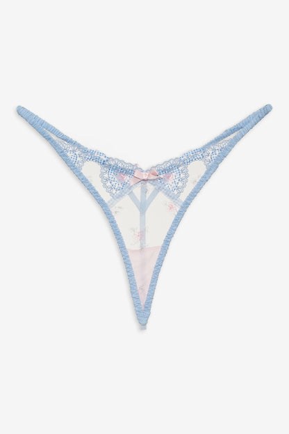 For Love and Lemons Dainty Doily Thong Panty - Blue