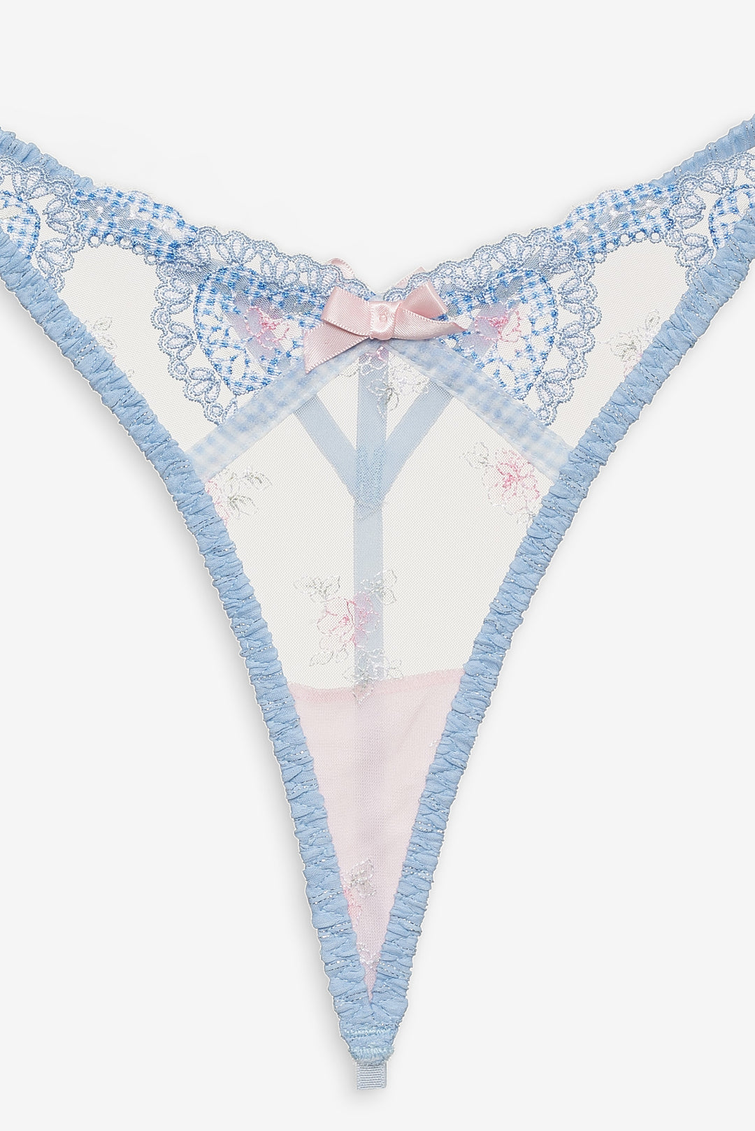 For Love and Lemons Dainty Doily Thong Panty - Blue