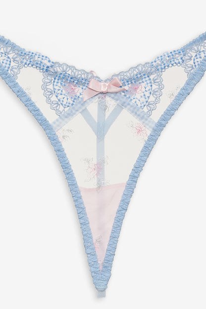 For Love and Lemons Dainty Doily Thong Panty - Blue