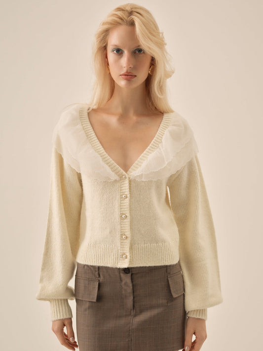 For Love and Lemons Aster Knit Cardigan - Cream