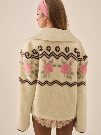 For Love and Lemons Posey Sherpa Pullover - White