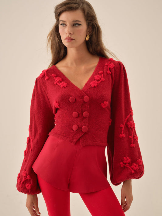 For Love and Lemons Adalyn Cardigan - Red