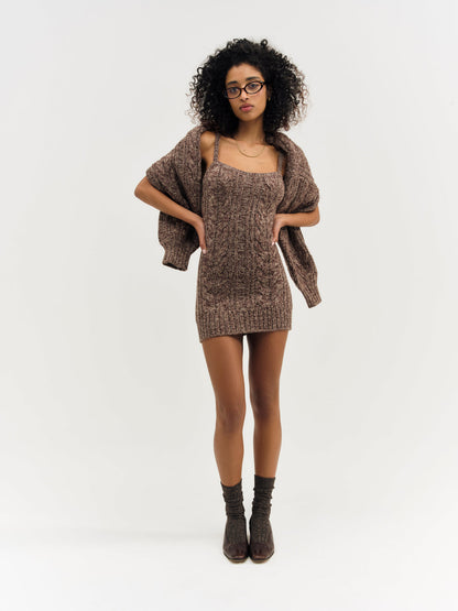 For Love and Lemons Nathalie Knit Mini Dress - Brown