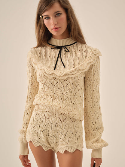 For Love and Lemons Lelia Knit Short - Cream