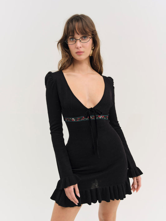For Love and Lemons Naomi Knit Mini Dress - Black