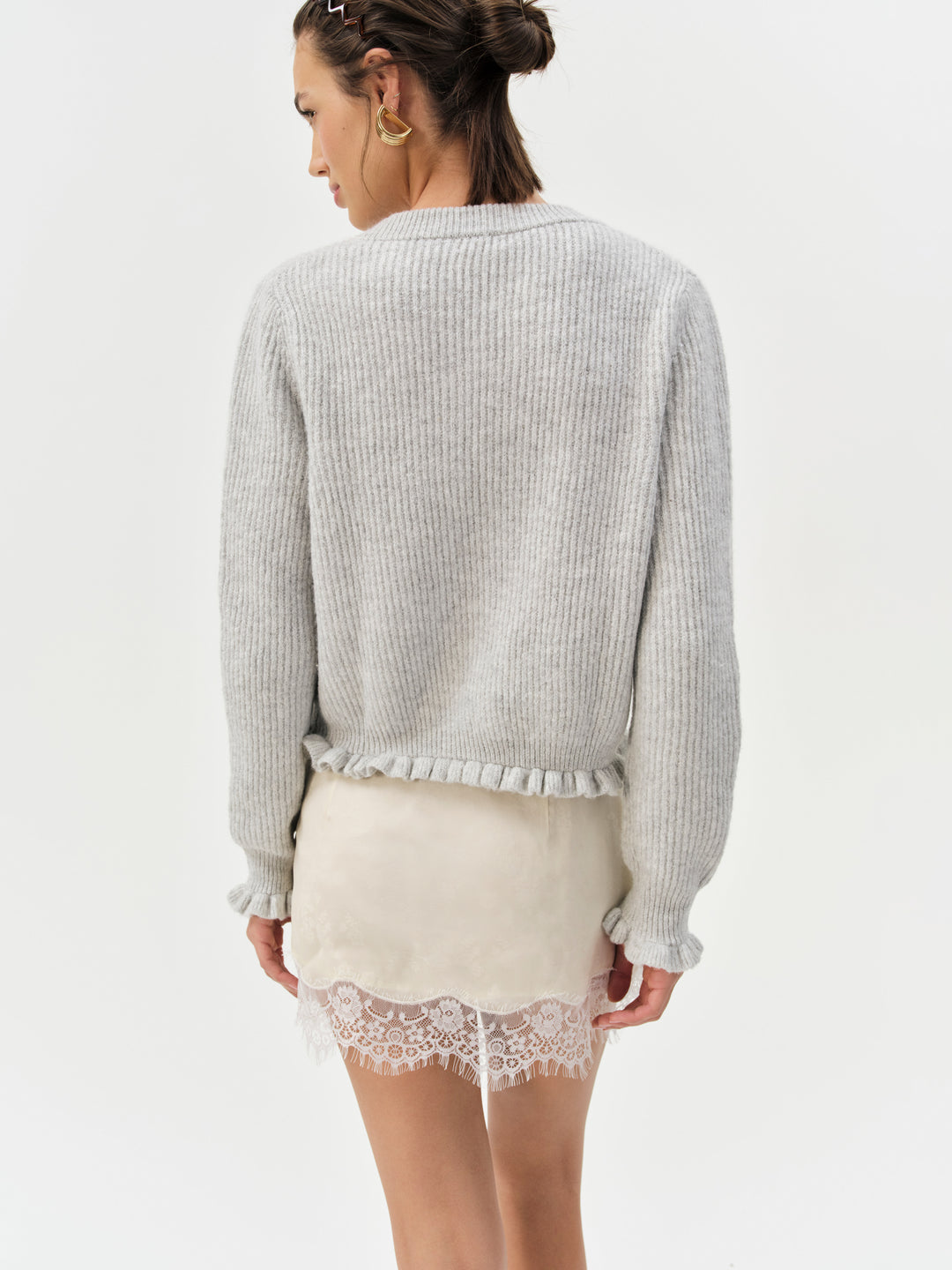 For Love and Lemons Mia Soft Knit Cardigan - Grey