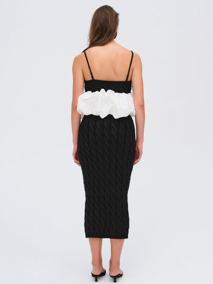 For Love and Lemons Lise Knit Midi Skirt - Black
