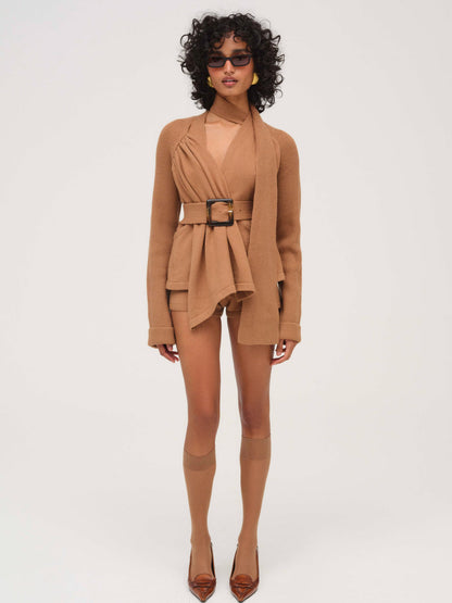 For Love and Lemons Ellie Knit Short - CAMEL