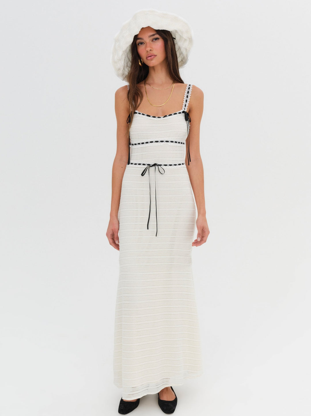 For Love and Lemons Mayfair Crochet Maxi Dress - White