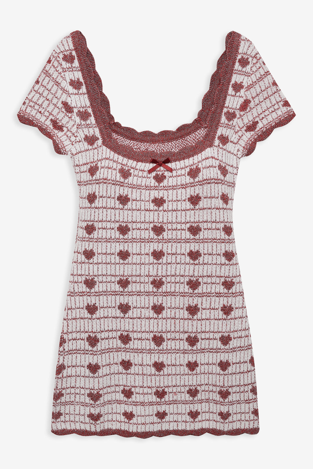For Love and Lemons Candy Heart Knit Mini Dress - Cream