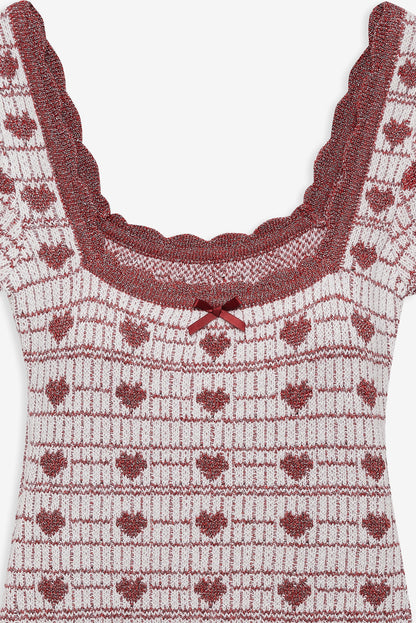 For Love and Lemons Candy Heart Knit Mini Dress - Cream