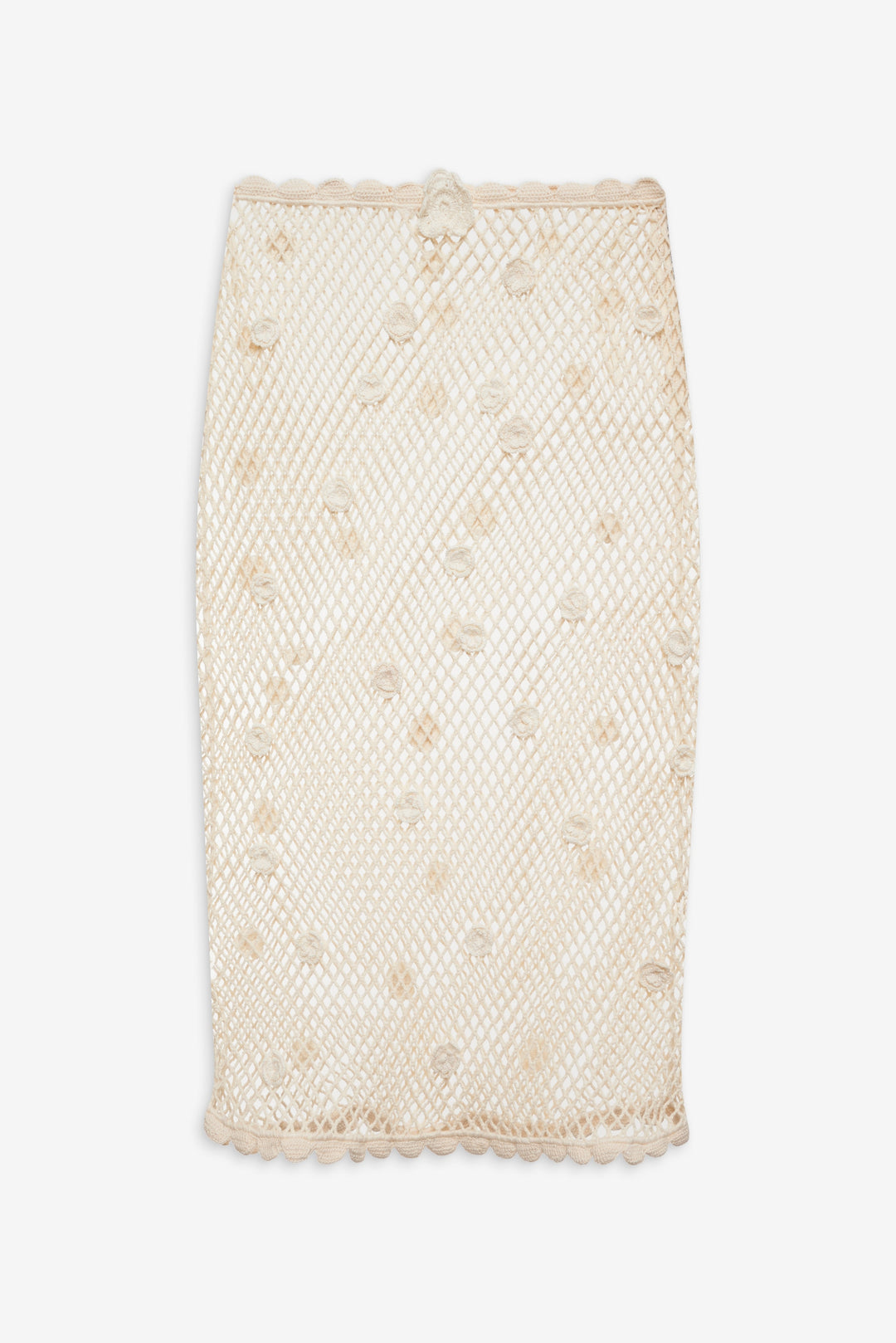 For Love and Lemons Betty Bouquet Knit Midi Skirt - Cream