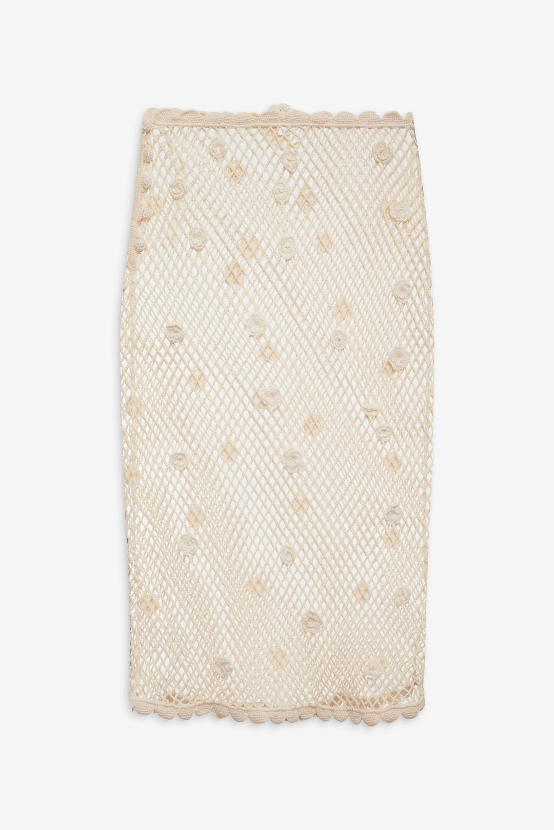 For Love and Lemons Betty Bouquet Knit Midi Skirt - Cream