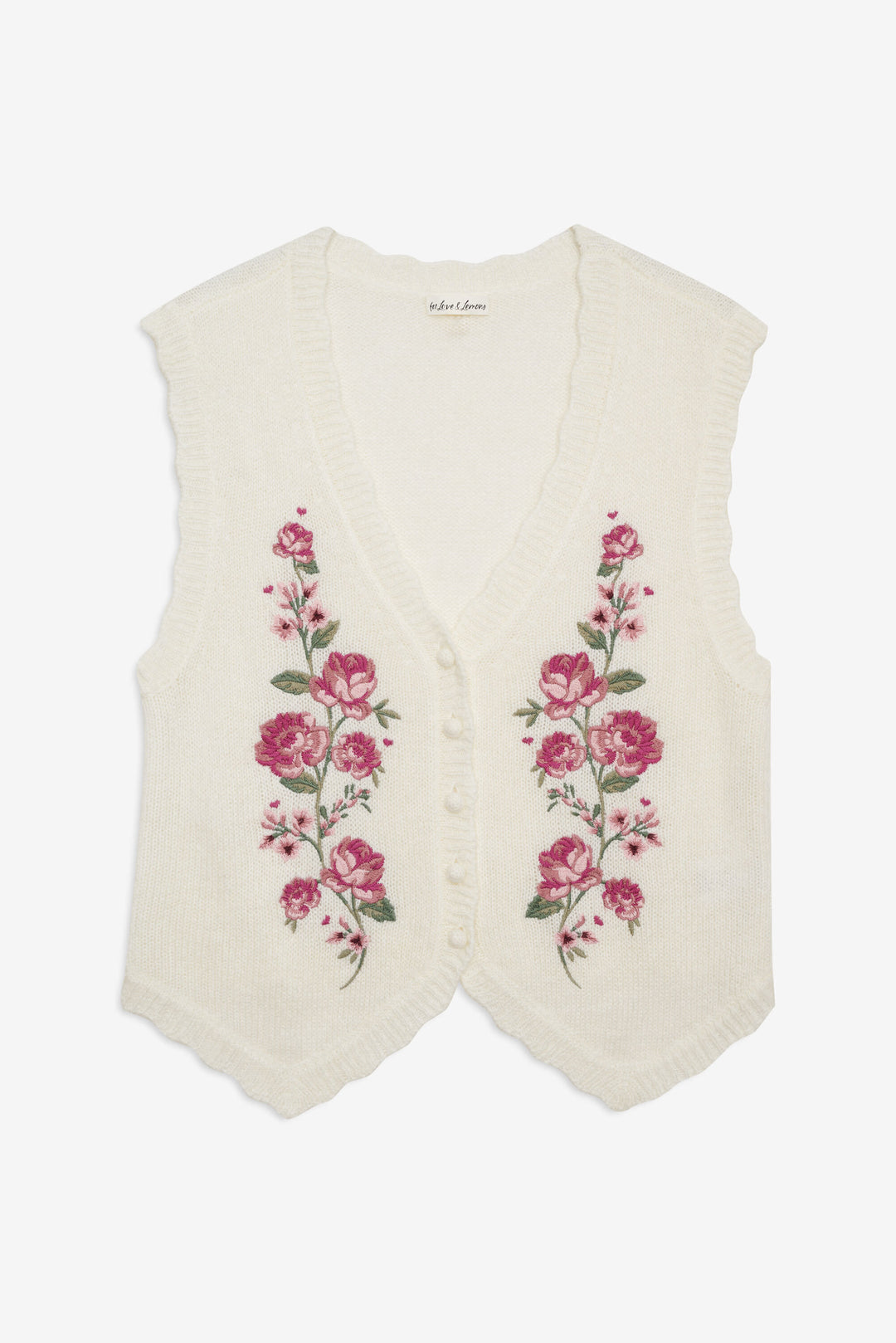 For Love and Lemons Molly Embroidered Sweater Vest - Cream