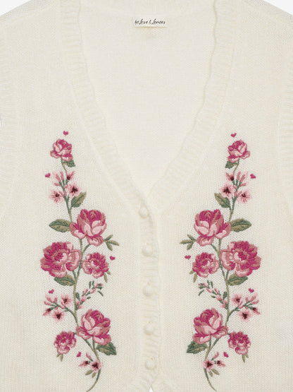 For Love and Lemons Molly Embroidered Sweater Vest - Cream