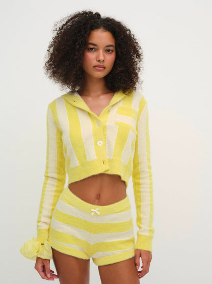 For Love and Lemons Sleepy Stripe Hoodie - Yellow