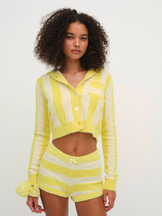 For Love and Lemons Sleepy Stripe Hoodie - Yellow
