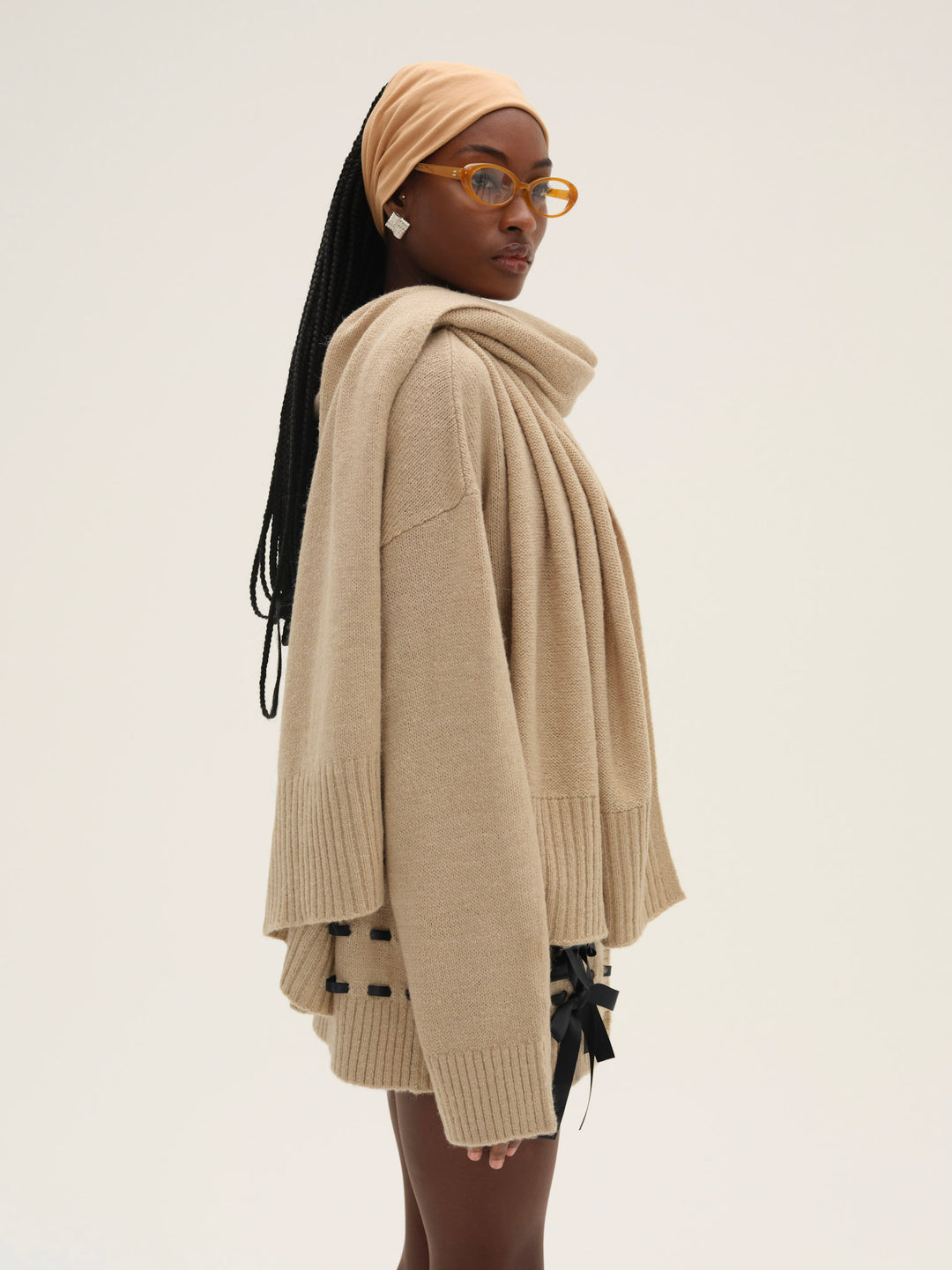 For Love and Lemons Solana Cardigan with Scarf - Tan