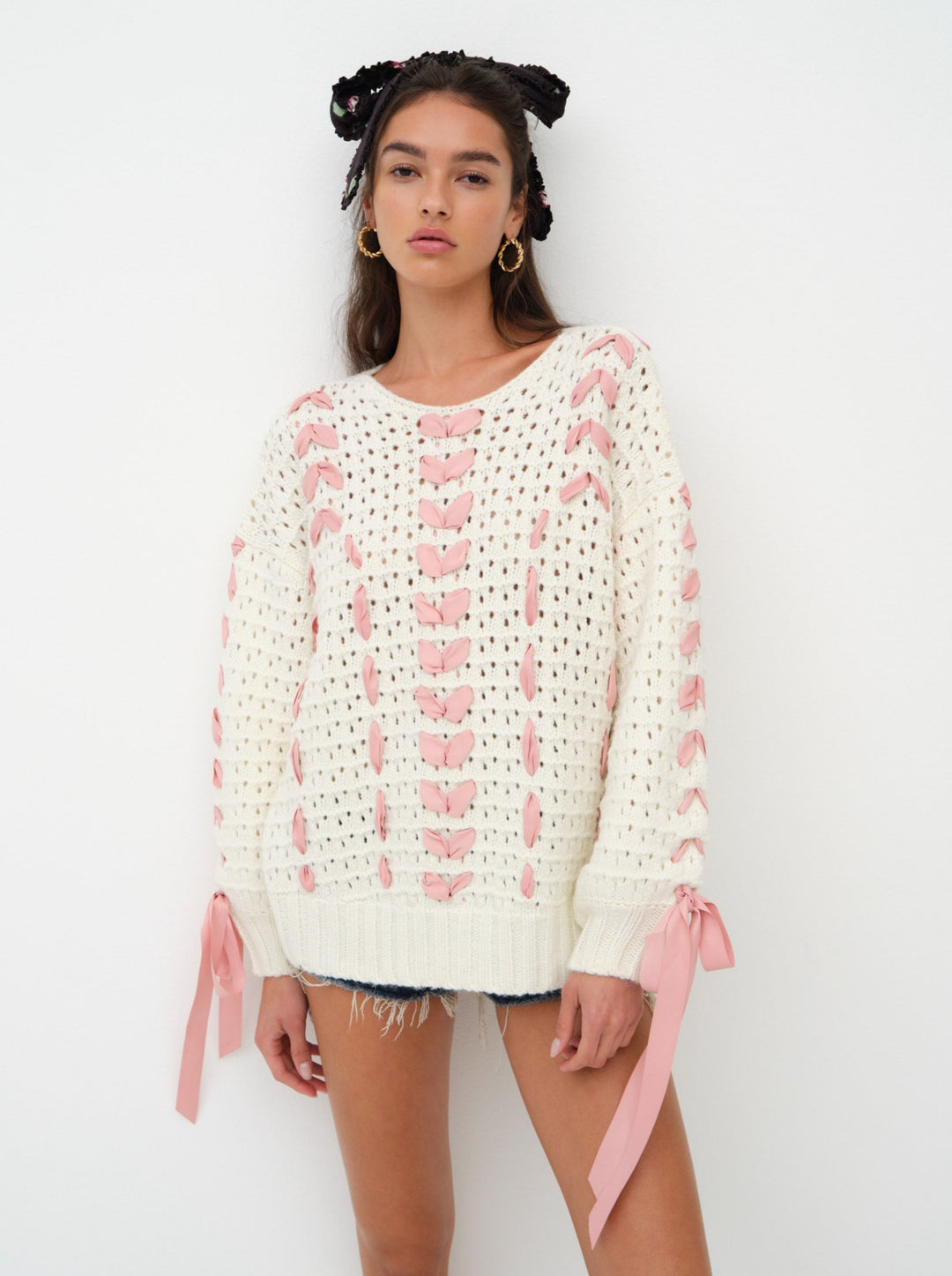 For Love and Lemons Laurel Oversized Sweater - White