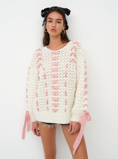 For Love and Lemons Laurel Oversized Sweater - White