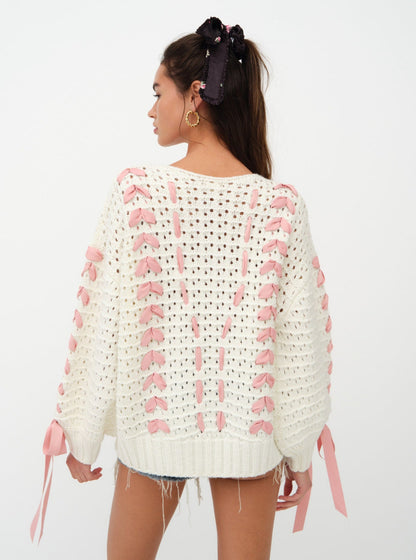 For Love and Lemons Laurel Oversized Sweater - White