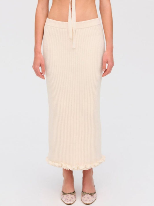 For Love and Lemons Rey Knit Midi Skirt - Cream
