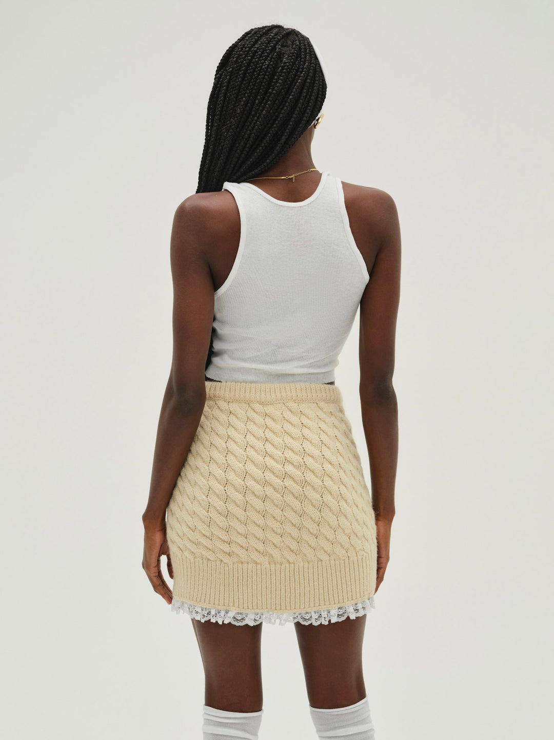 For Love and Lemons Milana Knit Mini Skirt - Cream