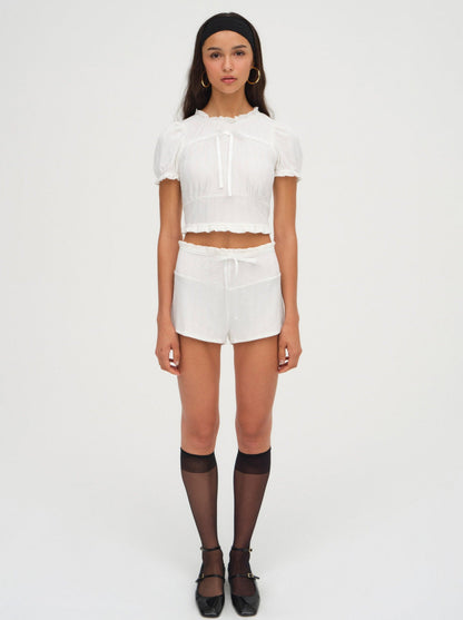 For Love and Lemons Allison Pointelle Short - White