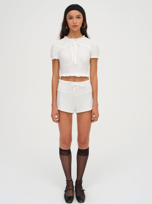 For Love and Lemons Allison Pointelle Short - White