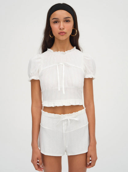 For Love and Lemons Allison Pointelle Short - White