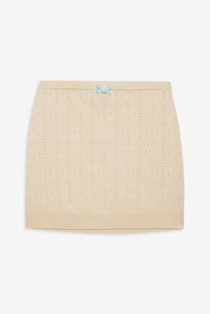 For Love and Lemons Daniela Knit Mini Skirt - Cream